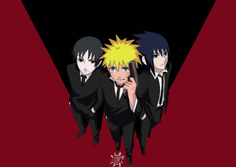 Three Anime Characters in Suits — Red