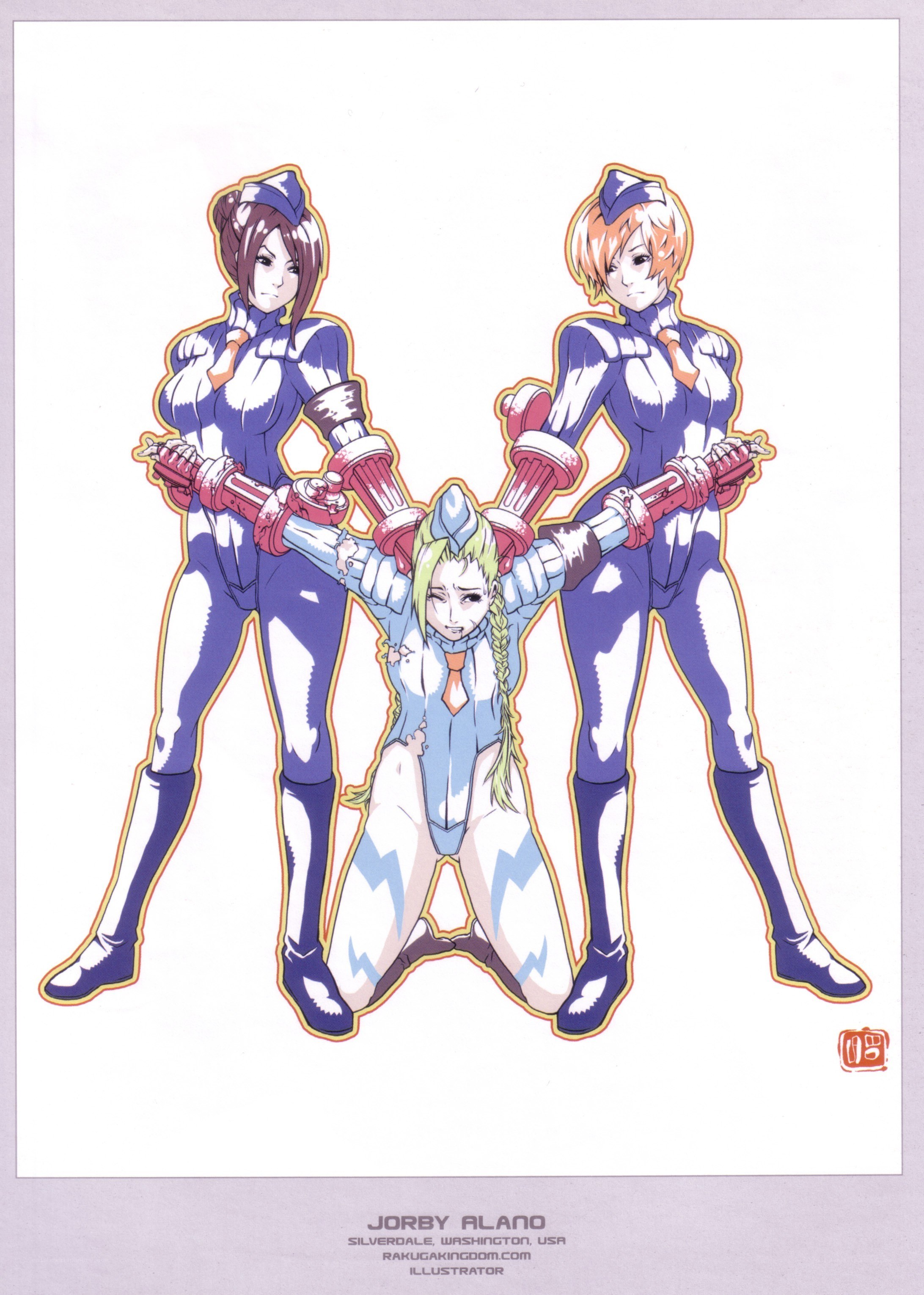 Three anime characters in uniform