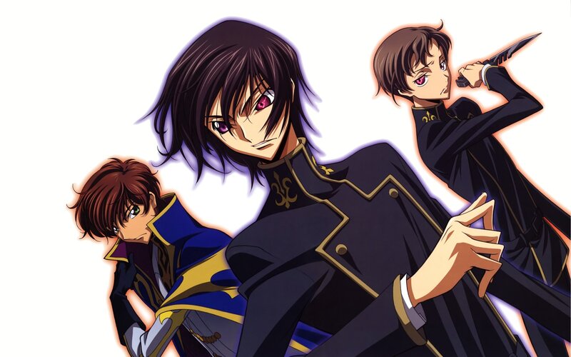 three anime characters in uniform