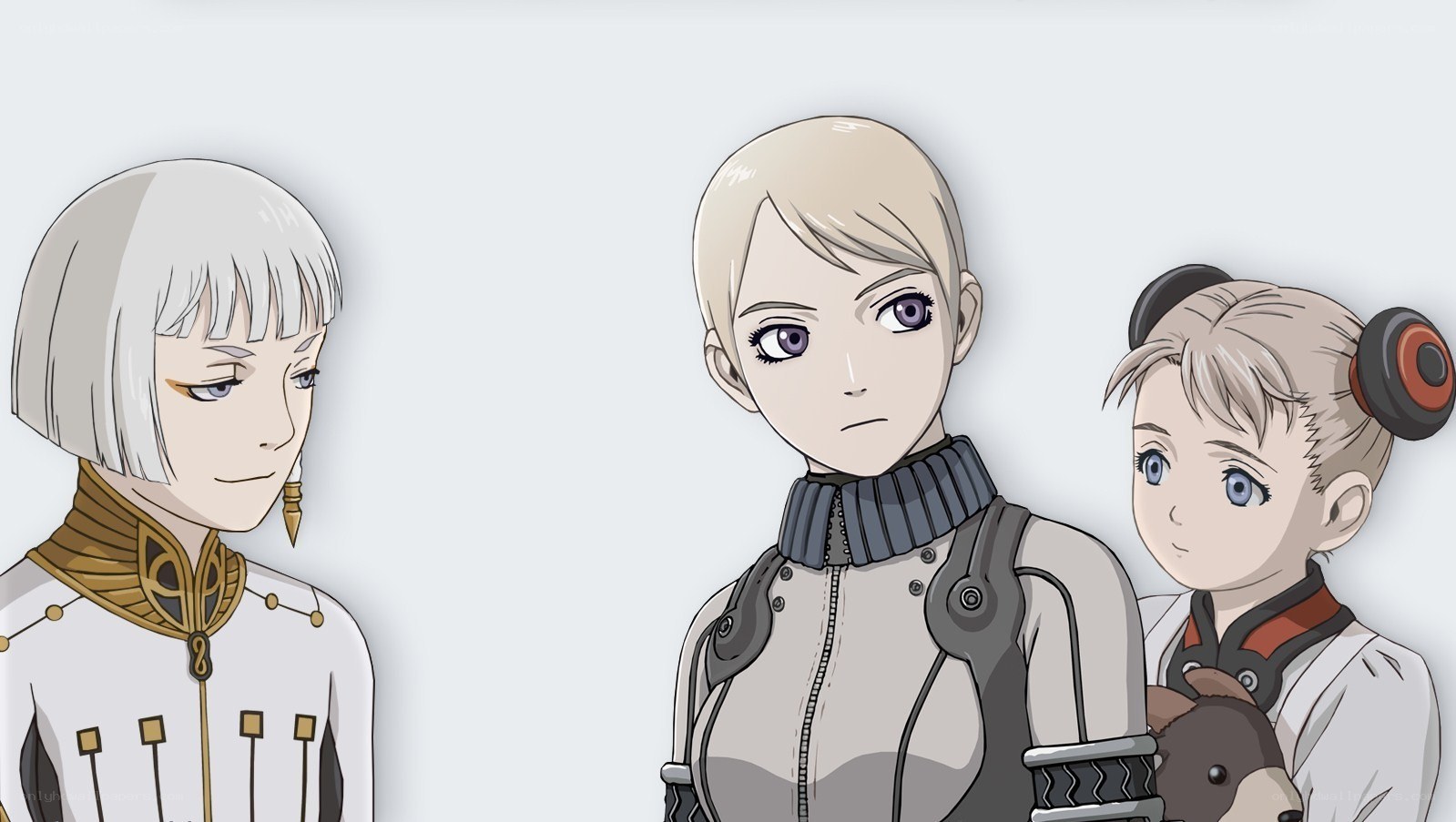 three anime characters in uniform