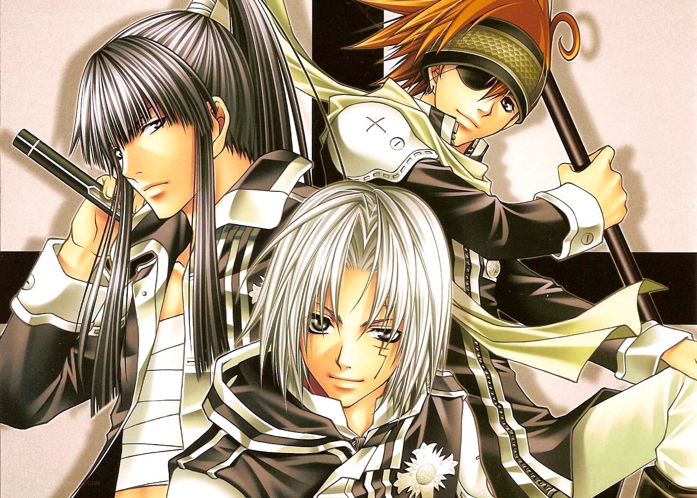 Three anime characters in uniform