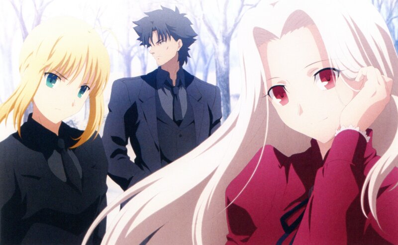 Three Anime Characters in Winter — White, Dramatic