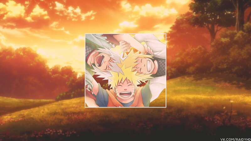 Three Anime Characters Laughing — Orange