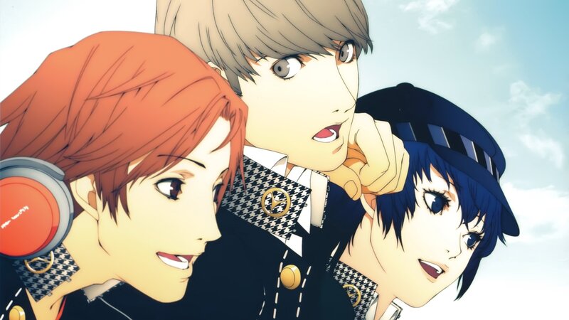 three anime characters looking up