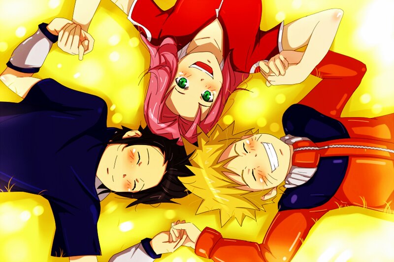 Three Anime Characters Lying — Yellow