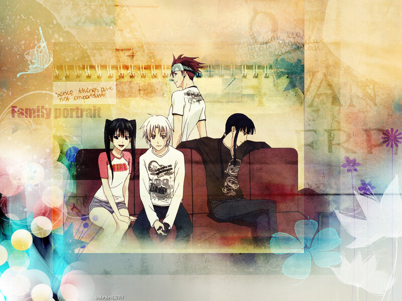 Three Anime Characters on a Couch — Brown
