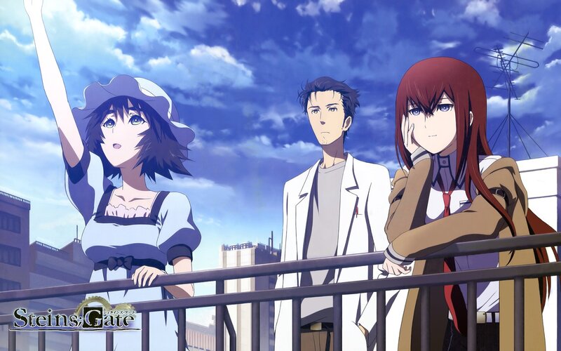 Three Anime Characters on Balcony — Blue, Dramatic, Afternoon, Cityscape