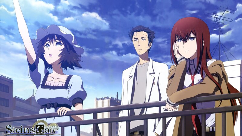 Three Anime Characters on Balcony — Blue, Dramatic