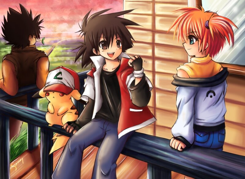 Three Anime Characters on Balcony