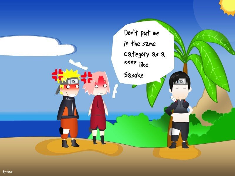 Three Anime Characters on Beach