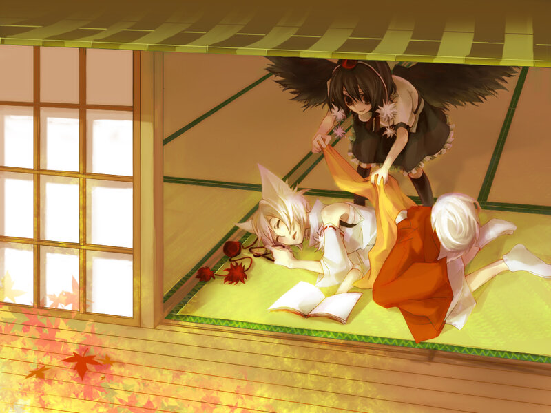 Three Anime Characters on Floor