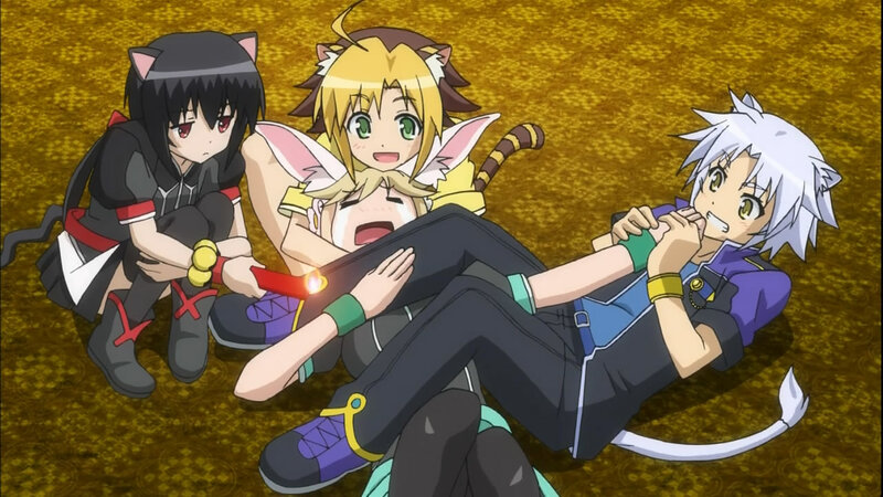Three Anime Characters on Ground