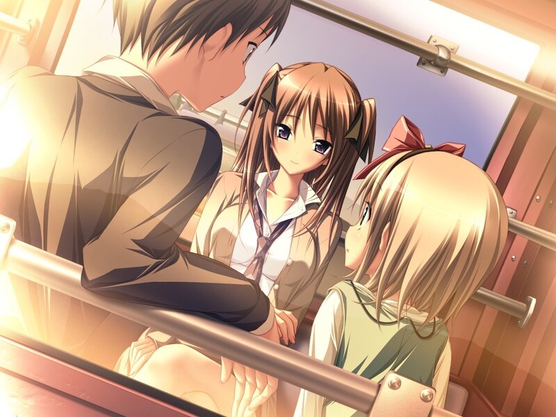 Three Anime Characters on Train — Brown
