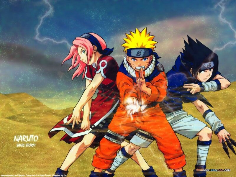 Three Anime Characters — Orange, Dramatic, Night, Lightning