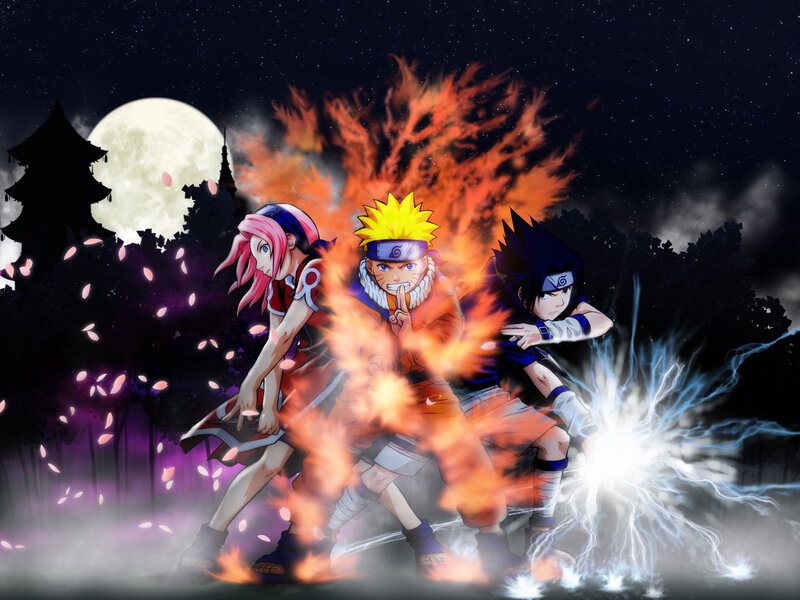 Three Anime Characters — Orange, Dramatic, Night