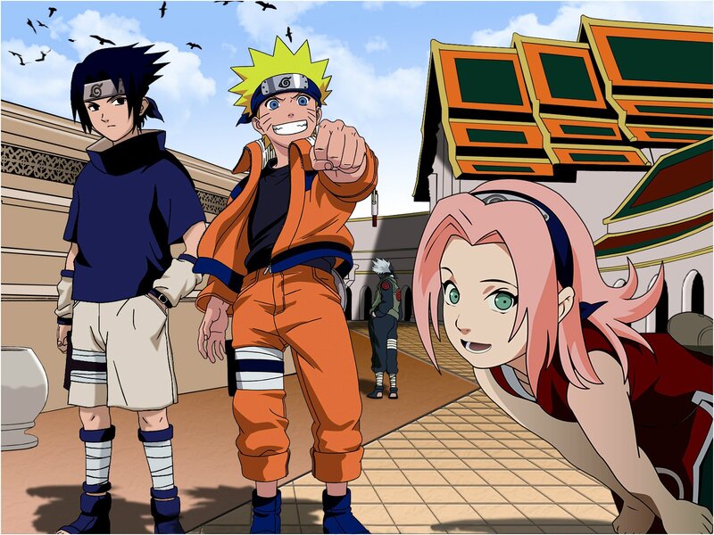 Three Anime Characters — Orange, Energetic, Afternoon