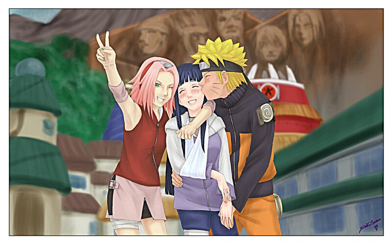 Three Anime Characters — Orange, Happy, Afternoon