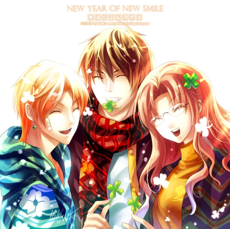 Three Anime Characters — Orange, Happy, Spring