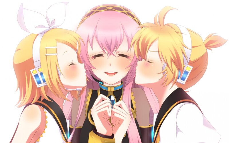 Three Anime Characters — Pink, Affectionate