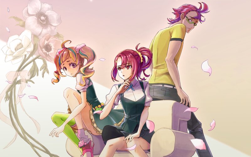 Three Anime Characters — Pink, Calm, Afternoon
