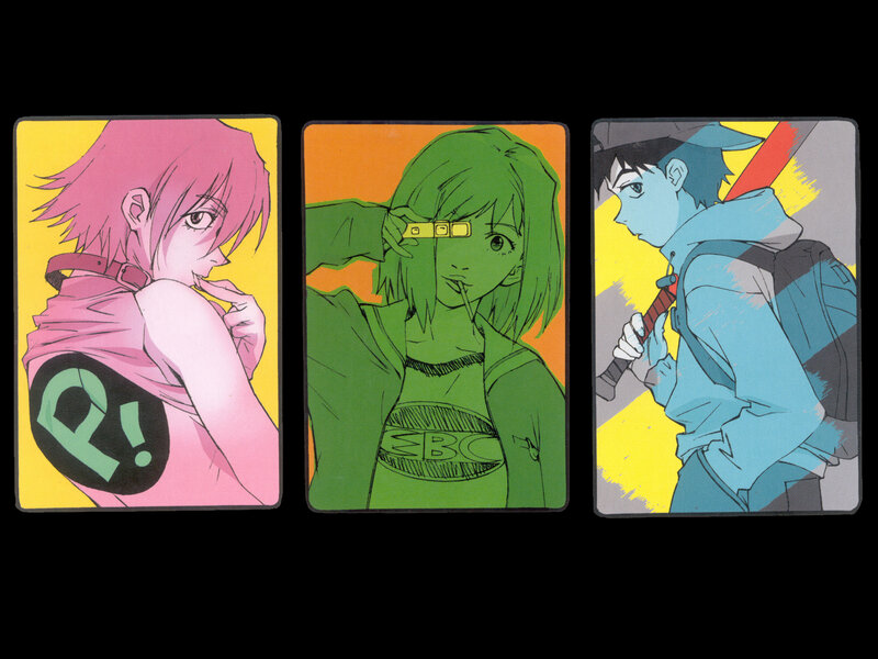 Three Anime Characters — Pink, Dramatic, Backpack
