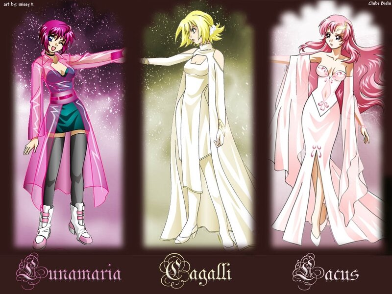 Three Anime Characters — Pink, Dramatic, Digital Art