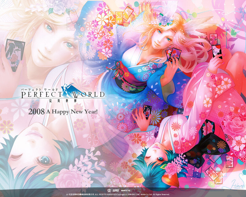 Three Anime Characters — Pink, Festive