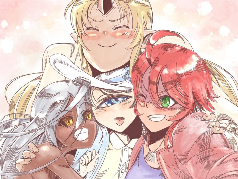 Three Anime Characters — Pink, Happy, Manga