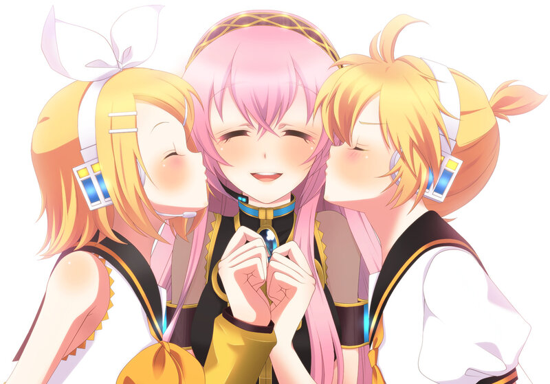 Three Anime Characters — Pink, Happy