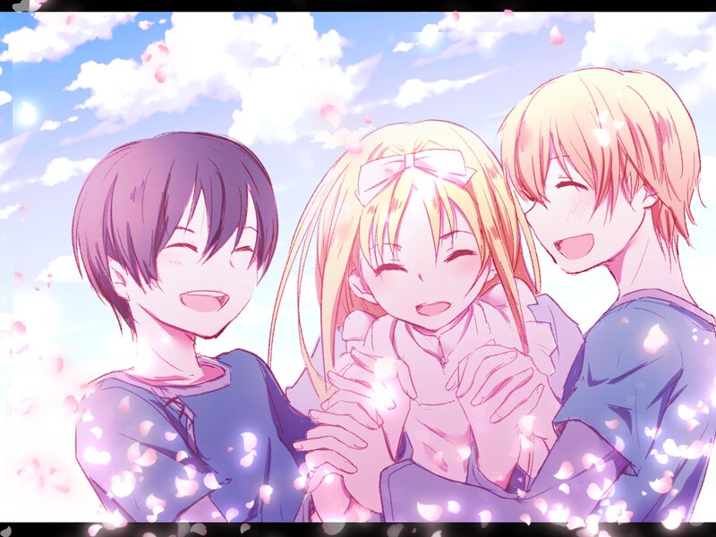 Three Anime Characters — Pink, Joyful, Spring