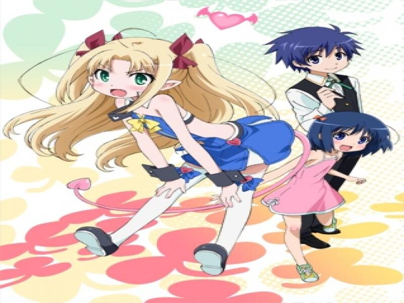 Three Anime Characters — Pink, Playful, Heart Shapes