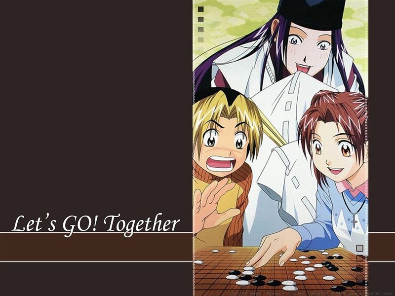 Three Anime Characters Playing Go