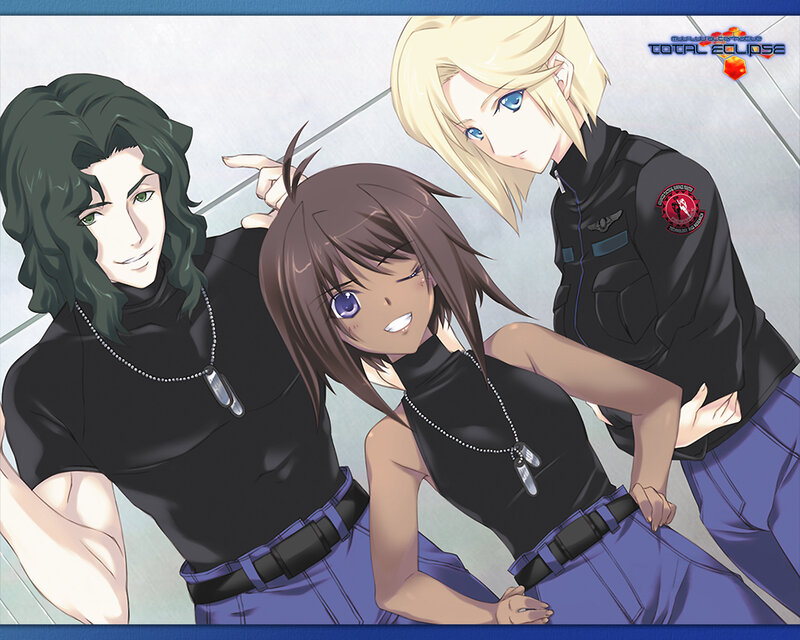Three anime characters posing together