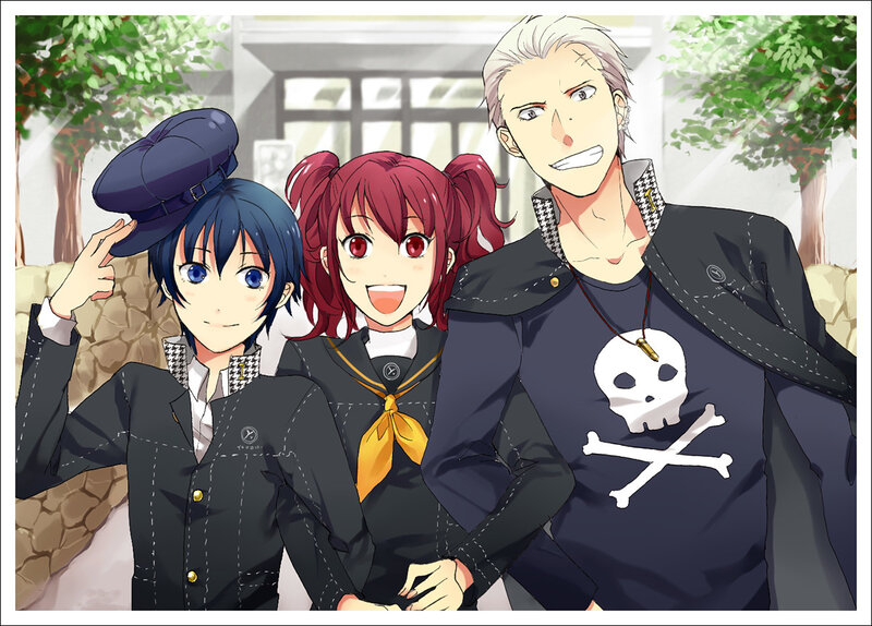 Three anime characters posing together