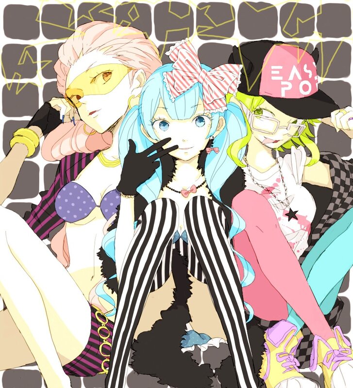 three anime characters posing together