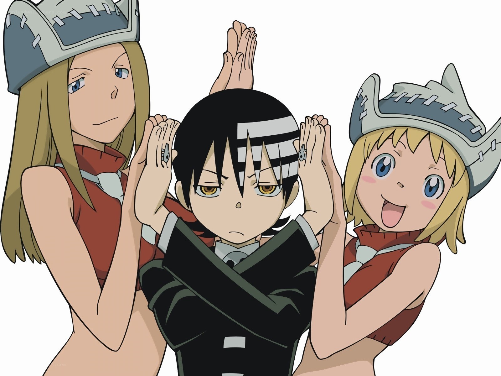 Three anime characters posing together