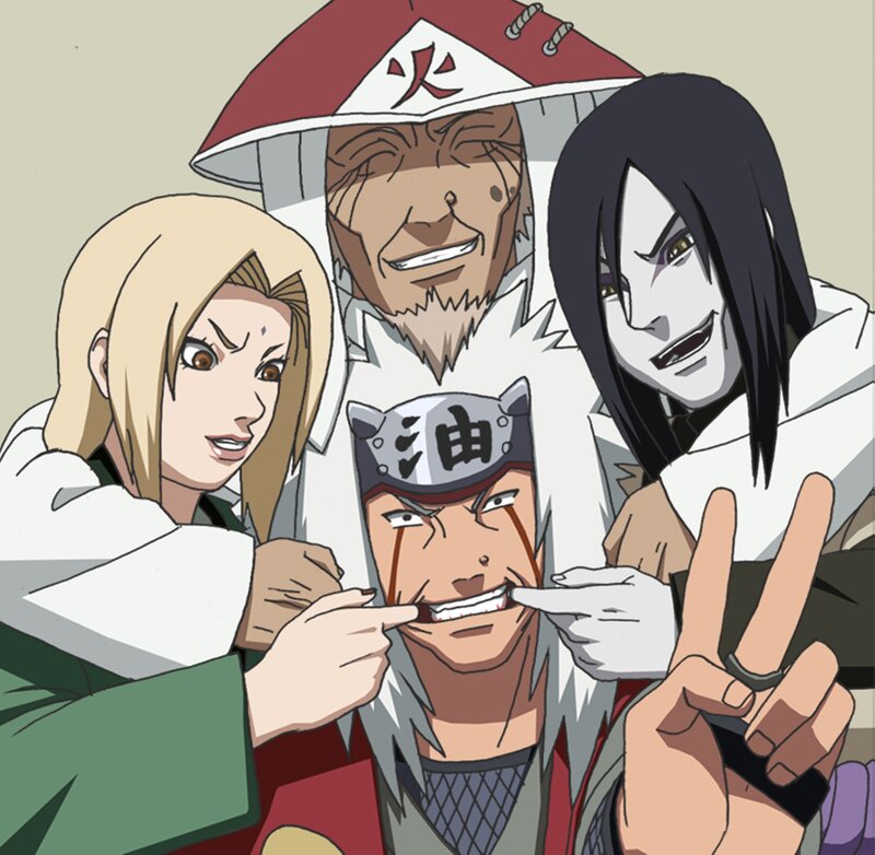 Three Anime Characters Posing — White