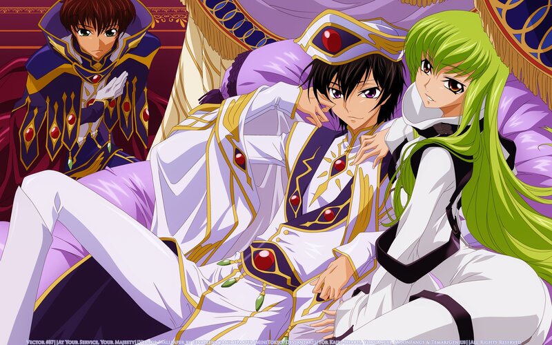 Three Anime Characters — Purple, Dramatic, Clothing