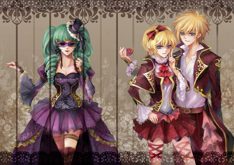Three Anime Characters — Purple, Dramatic, Digital Art, Costumes