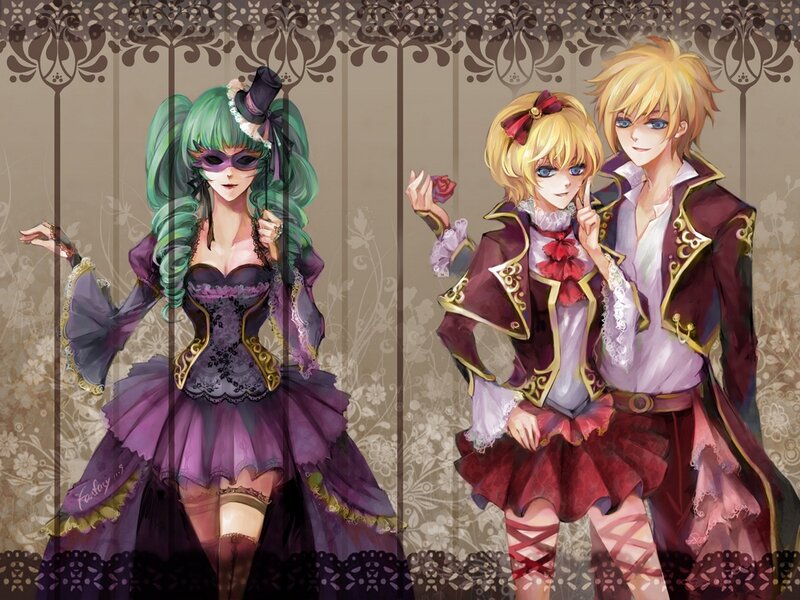 Three Anime Characters — Purple, Dramatic, Digital Art, Masks