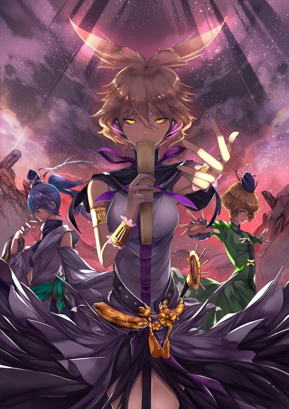 Three Anime Characters — Purple, Dramatic, Fox Ears