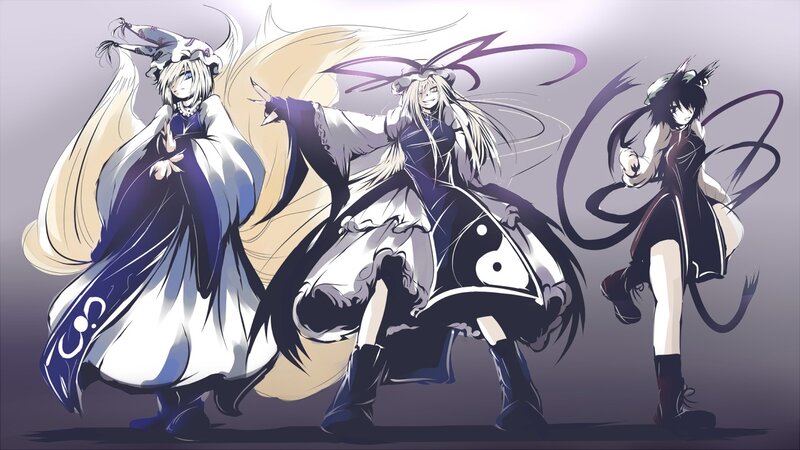 Three Anime Characters — Purple, Dramatic, Long Hair