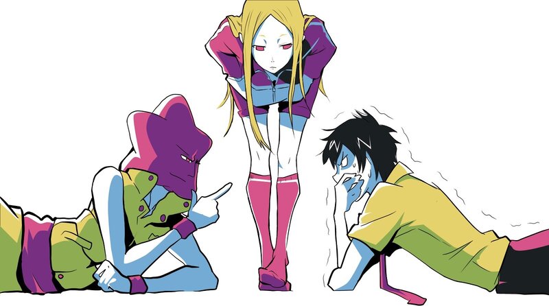 Three Anime Characters — Purple, Dramatic, Manga, Anime Art