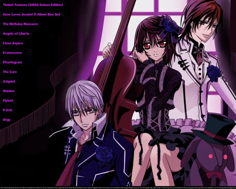 Three Anime Characters — Purple, Dramatic, Night, Cello