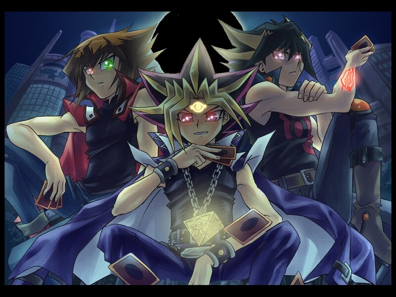 Three Anime Characters — Purple, Dramatic, Night, Duel Monsters Cards