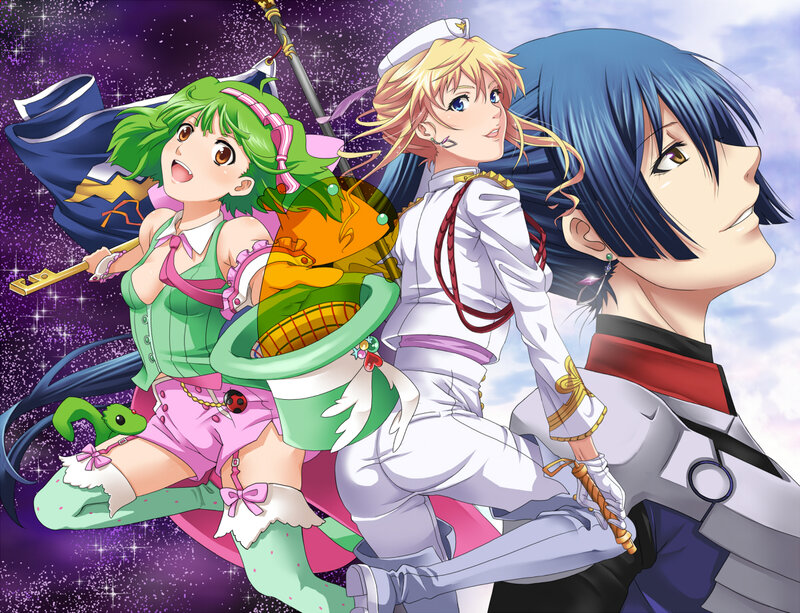 Three Anime Characters — Purple, Dramatic, Night, Stars