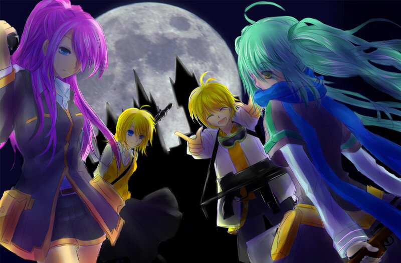 Three Anime Characters — Purple, Dramatic, Night
