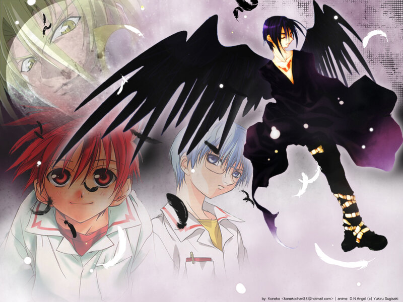 Three Anime Characters — Purple, Dramatic, Night, Wings