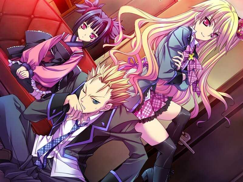 Three Anime Characters — Purple, Dramatic, School Uniforms