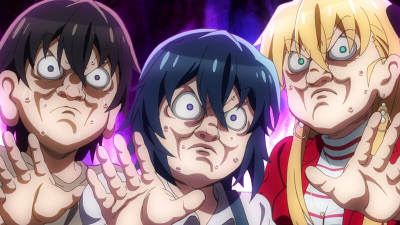 Three Anime Characters — Purple, Dramatic, Tense